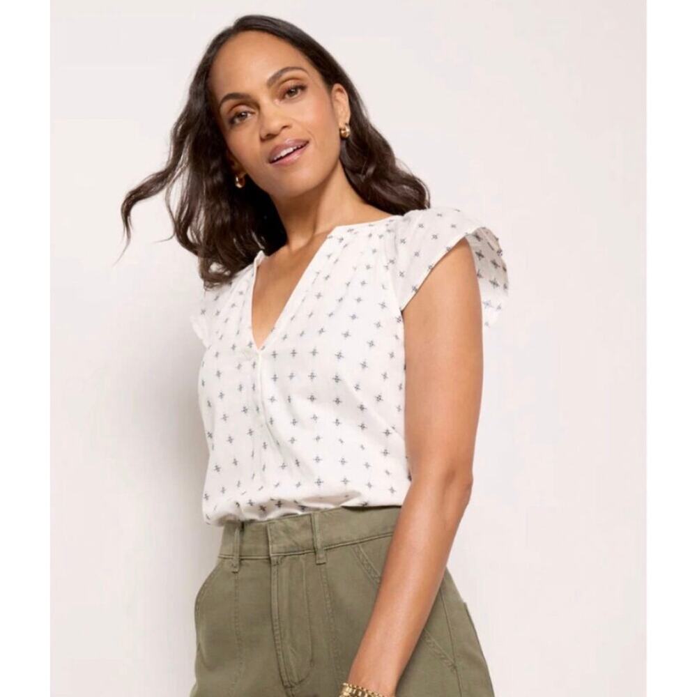 Evereve Monica Flutter Top ivory M